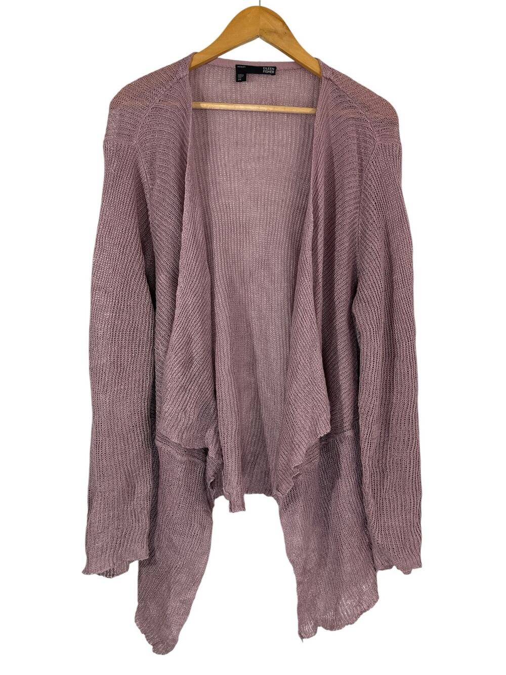 Eileen Fisher Open Front Front Knit Linen Cardigan Women’s 3X Mauve Pink Boho